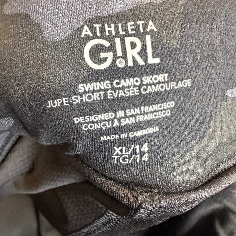 Athleta Swing Camo Skort Tiered Ruffle Active Skirt Shorts Girls Size XL 14 - Picture 12 of 15
